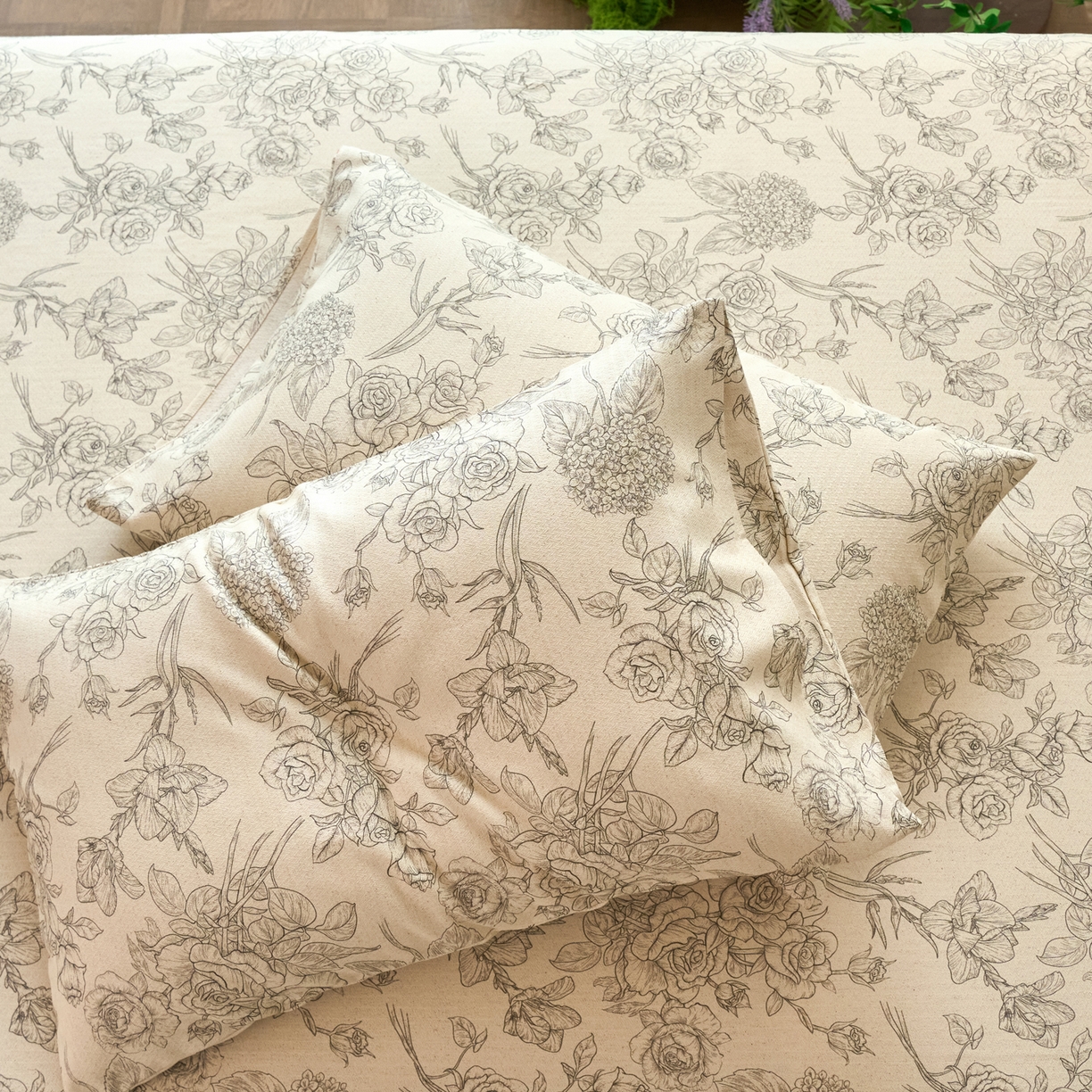 91家纺网 家纺一手货源 找家纺 春皖家纺 2026春夏新款棉麻老粗布系列单枕套 枕套单件 墨香