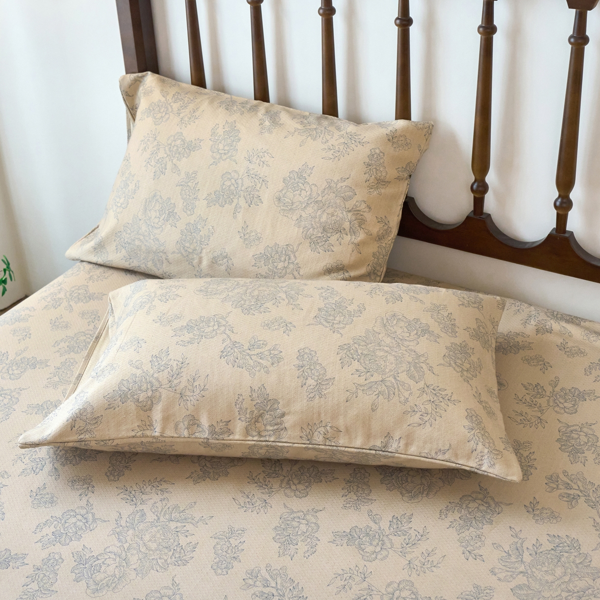 91家纺网 家纺一手货源 找家纺 春皖家纺 2026春夏新款棉麻老粗布系列单枕套 枕套单件 丹青