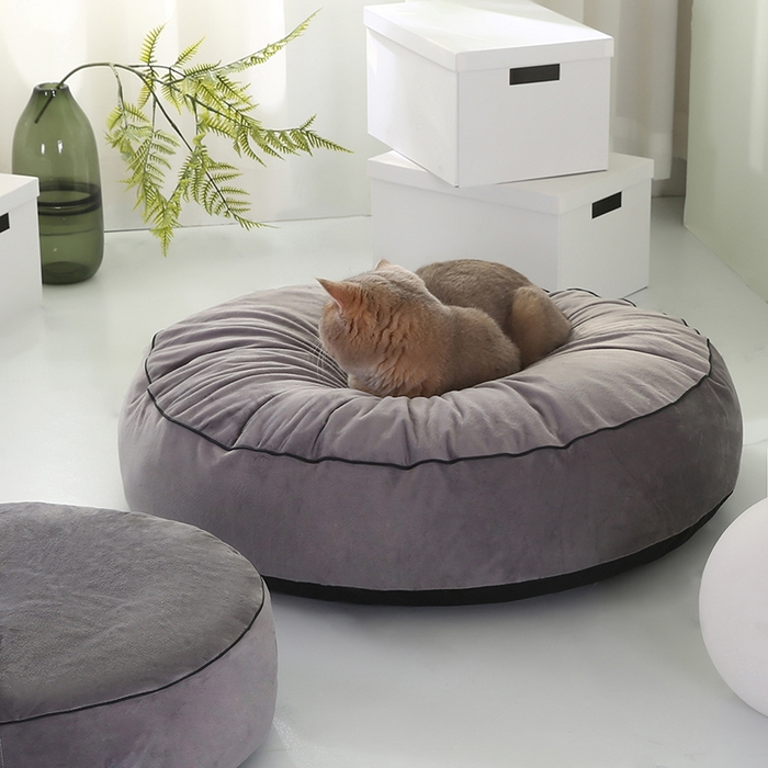 91家纺网 家纺一手货源 找家纺 永光家居 2026新款圆墩墩宠物窝可拆卸猫窝狗窝四季通用猫咪用品狗狗用品 灰色 75x75x15cm