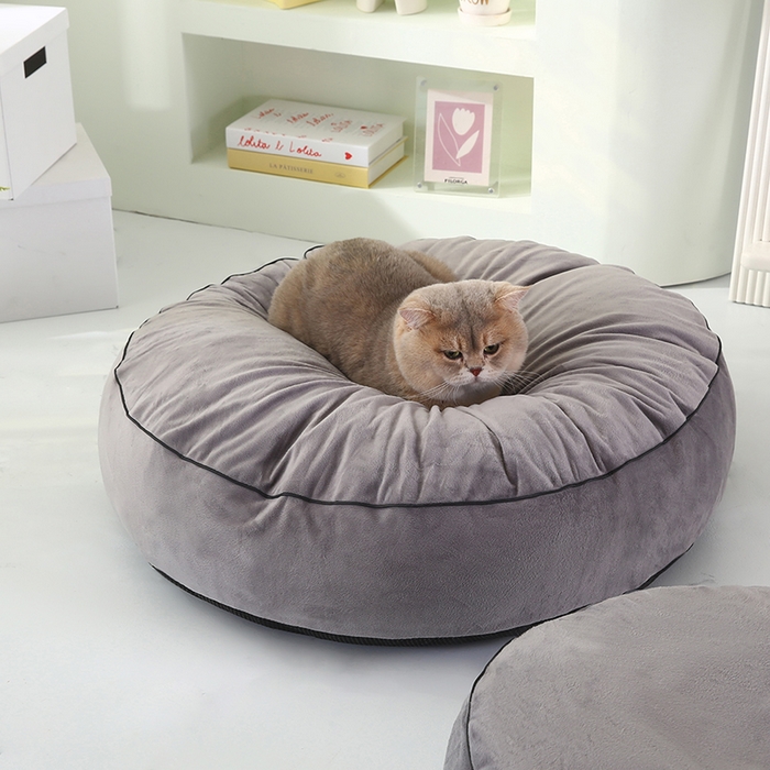 91家纺网 家纺一手货源 找家纺 永光家居 2026新款圆墩墩宠物窝可拆卸猫窝狗窝四季通用猫咪用品狗狗用品 灰色 50x50x15cm