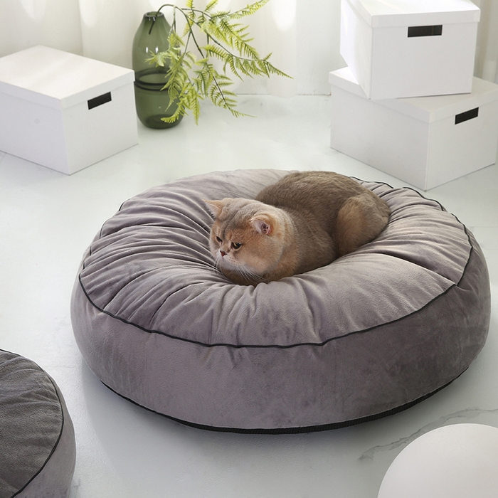 永光家居 2026新款圆墩墩宠物窝可拆卸猫窝狗窝四季通用猫咪用品狗狗用品 灰色 75x75x15cm