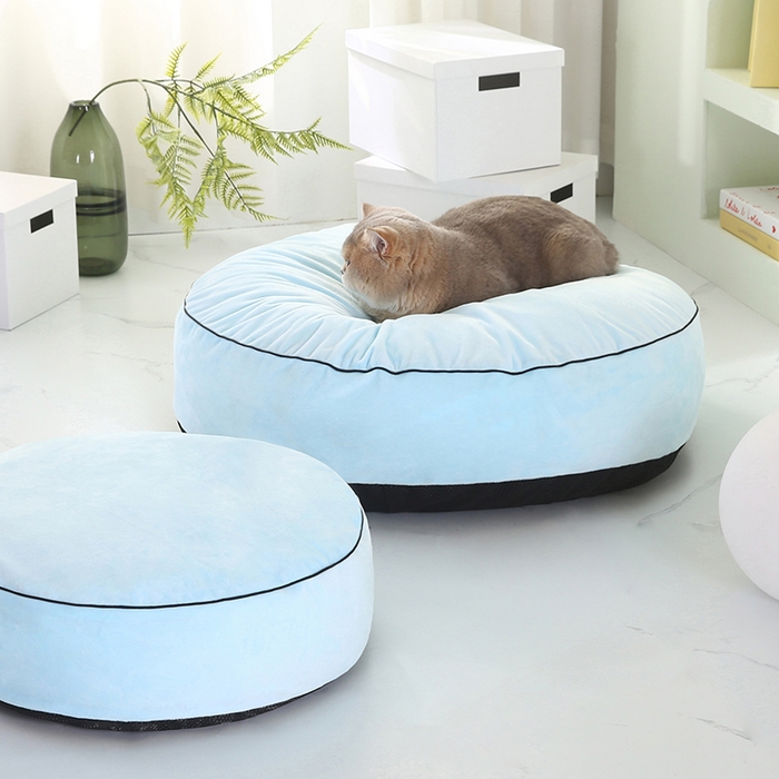 91家纺网 家纺一手货源 找家纺 永光家居 2026新款圆墩墩宠物窝可拆卸猫窝狗窝四季通用猫咪用品狗狗用品 蓝色 50x50x15cm