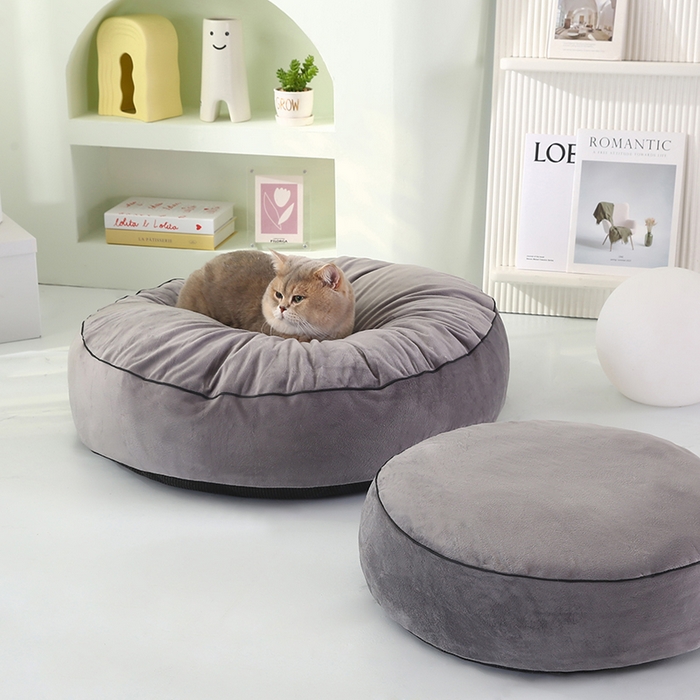 91家纺网 家纺一手货源 找家纺 永光家居 2026新款圆墩墩宠物窝可拆卸猫窝狗窝四季通用猫咪用品狗狗用品 灰色 50x50x15cm
