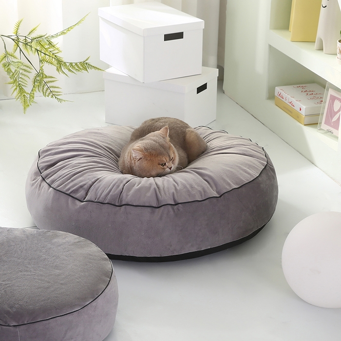 91家纺网 家纺一手货源 找家纺 永光家居 2026新款圆墩墩宠物窝可拆卸猫窝狗窝四季通用猫咪用品狗狗用品 灰色 75x75x15cm