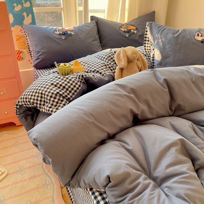 91家纺网 家纺一手货源 找家纺 慕尚家纺 2026春夏新款色织水洗棉毛巾绣四件套 朱迪