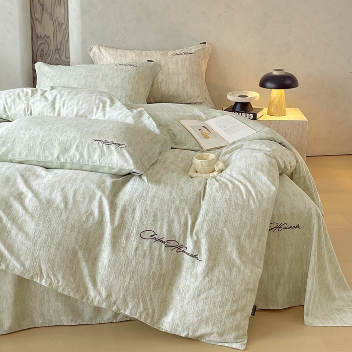 91家纺网 家纺一手货源 找家纺 春皖家纺 2026春夏新款天丝棉刺绣四件套 苔绮绿