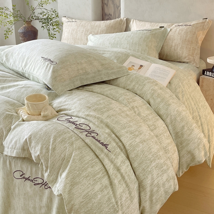 春皖家纺 2026春夏新款天丝棉刺绣四件套 苔绮绿