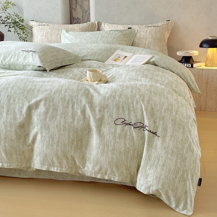 91家纺网 家纺一手货源 找家纺 春皖家纺 2026春夏新款天丝棉刺绣四件套 苔绮绿