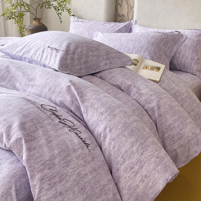 春皖家纺 2026春夏新款天丝棉刺绣四件套 曼妮-紫