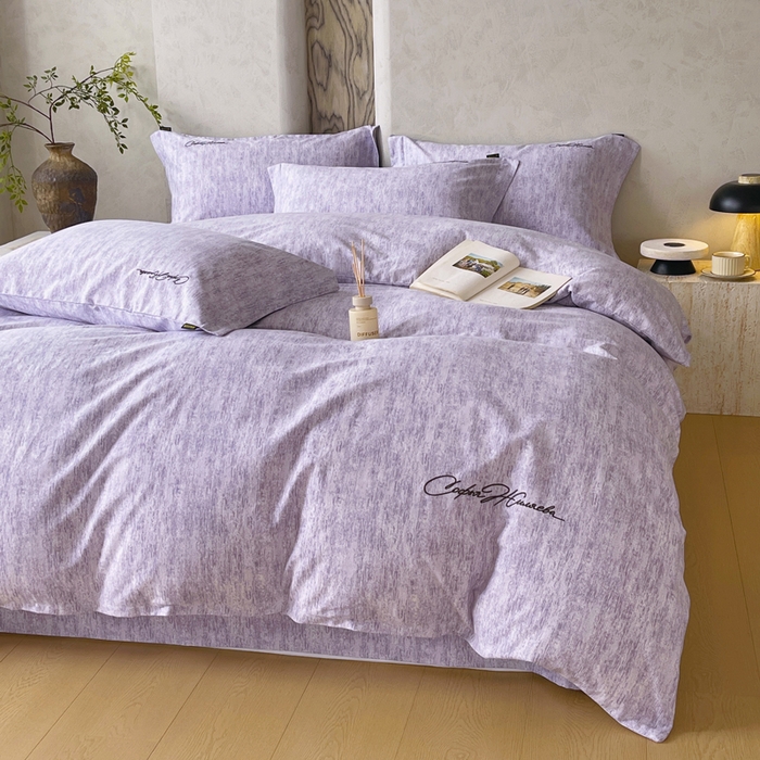 91家纺网 家纺一手货源 找家纺 春皖家纺 2026春夏新款天丝棉刺绣四件套 曼妮-紫