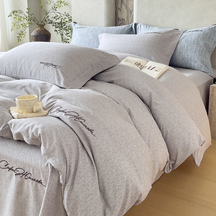 春皖家纺 2026春夏新款天丝棉刺绣四件套 钛绮灰