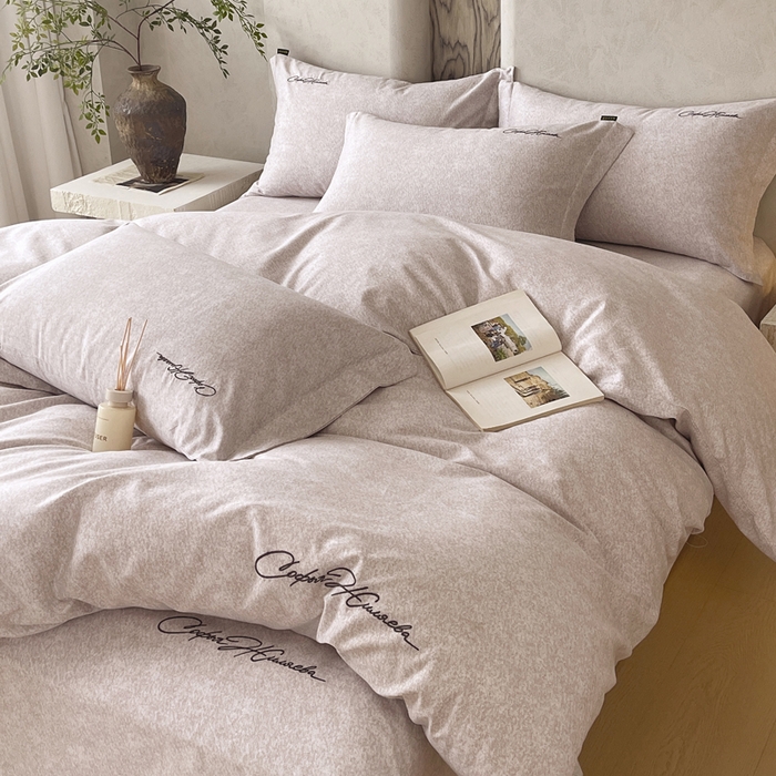 91家纺网 家纺一手货源 找家纺 春皖家纺 2026春夏新款天丝棉刺绣四件套 曼妮-云褐色