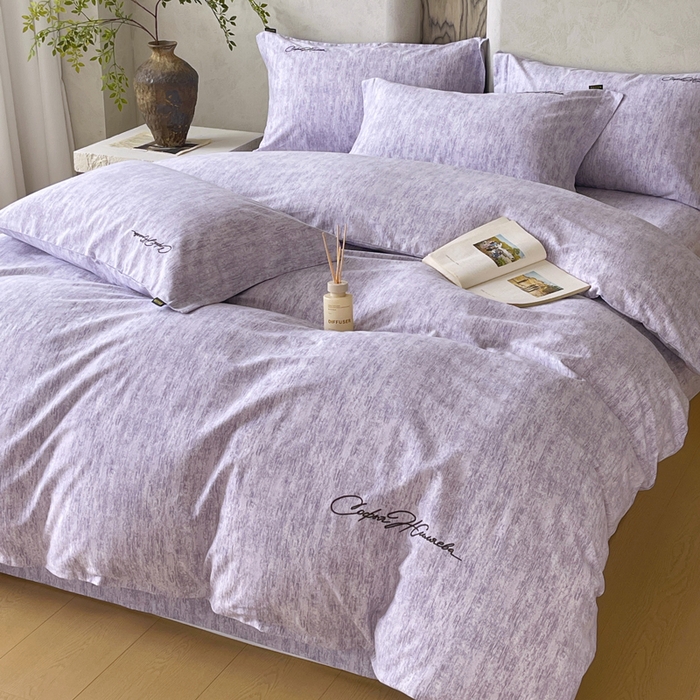 91家纺网 家纺一手货源 找家纺 春皖家纺 2026春夏新款天丝棉刺绣四件套 曼妮-紫