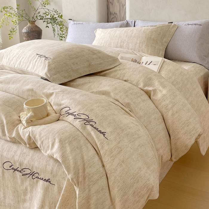 春皖家纺 2026春夏新款天丝棉刺绣四件套 亮绮黄