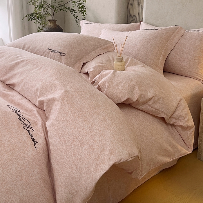 91家纺网 家纺一手货源 找家纺 春皖家纺 2026春夏新款天丝棉刺绣四件套 曼妮-贝壳色