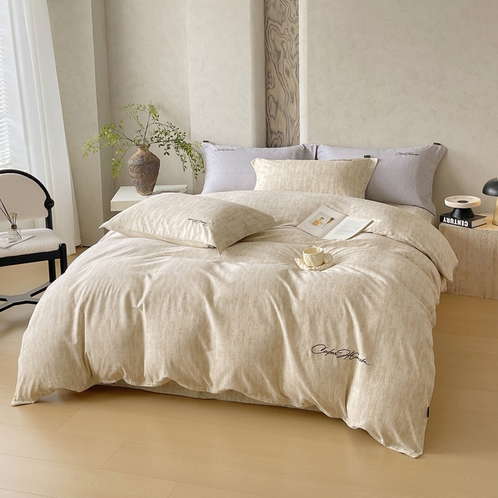 91家纺网 家纺一手货源 找家纺 春皖家纺 2026春夏新款天丝棉刺绣四件套 亮绮黄