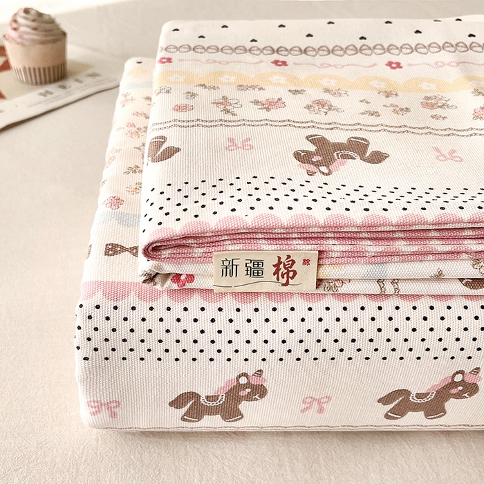 91家纺网 家纺一手货源 找家纺 棉乐町家居 2026春夏新款100%全棉纯棉老粗布床单凉席席子 小红马