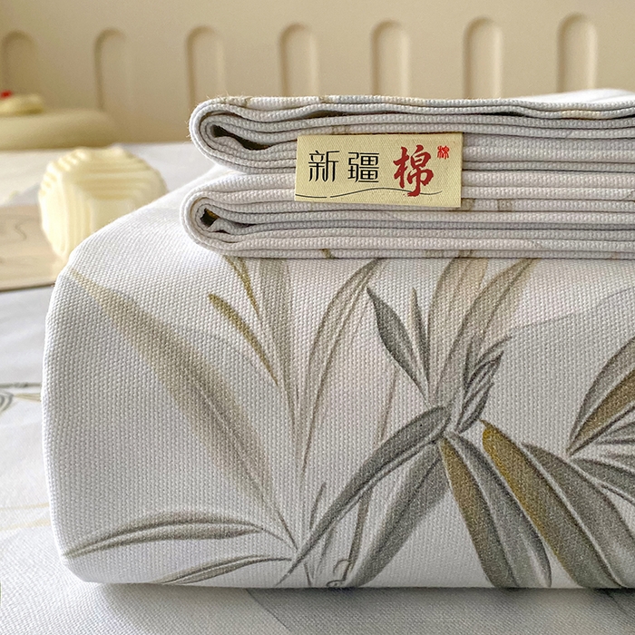 91家纺网 家纺一手货源 找家纺 棉乐町家居 2026春夏新款100%全棉纯棉老粗布床单凉席席子 竹影