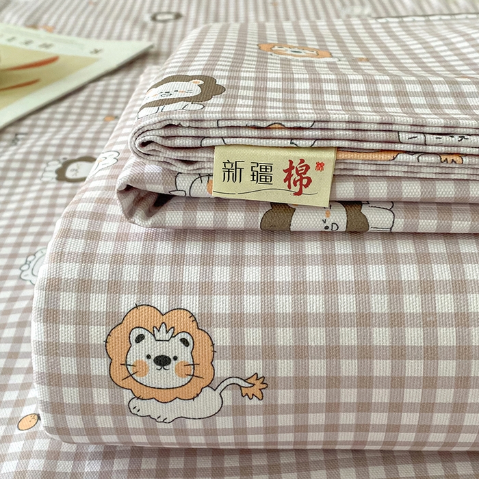 91家纺网 家纺一手货源 找家纺 棉乐町家居 2026春夏新款100%全棉纯棉老粗布床单凉席席子 小狮子