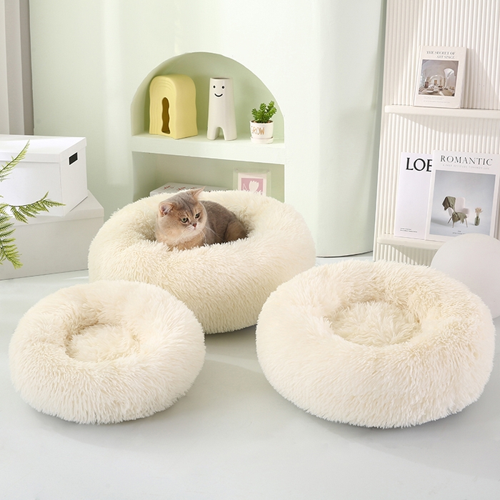 91家纺网 家纺一手货源 找家纺 永光家居 2026新款甜甜圈宠物窝猫窝狗窝四季通用猫咪用品狗狗用品 米白色 40x40cm