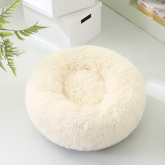 91家纺网 家纺一手货源 找家纺 永光家居 2026新款甜甜圈宠物窝猫窝狗窝四季通用猫咪用品狗狗用品 米白色 60x60cm