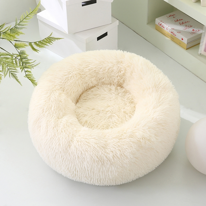 91家纺网 家纺一手货源 找家纺 永光家居 2026新款甜甜圈宠物窝猫窝狗窝四季通用猫咪用品狗狗用品 米白色 60x60cm