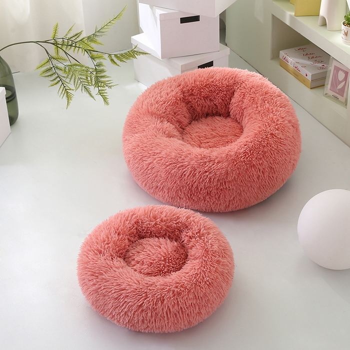91家纺网 家纺一手货源 找家纺 永光家居 2026新款甜甜圈宠物窝猫窝狗窝四季通用猫咪用品狗狗用品 粉色 60x60cm