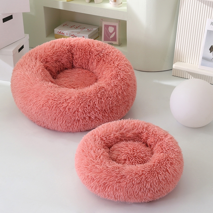 91家纺网 家纺一手货源 找家纺 永光家居 2026新款甜甜圈宠物窝猫窝狗窝四季通用猫咪用品狗狗用品 粉色 40x40cm
