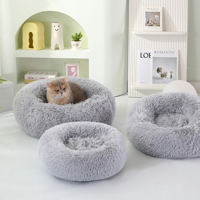 91家纺网 家纺一手货源 找家纺 永光家居 2026新款甜甜圈宠物窝猫窝狗窝四季通用猫咪用品狗狗用品 灰色 50x50cm