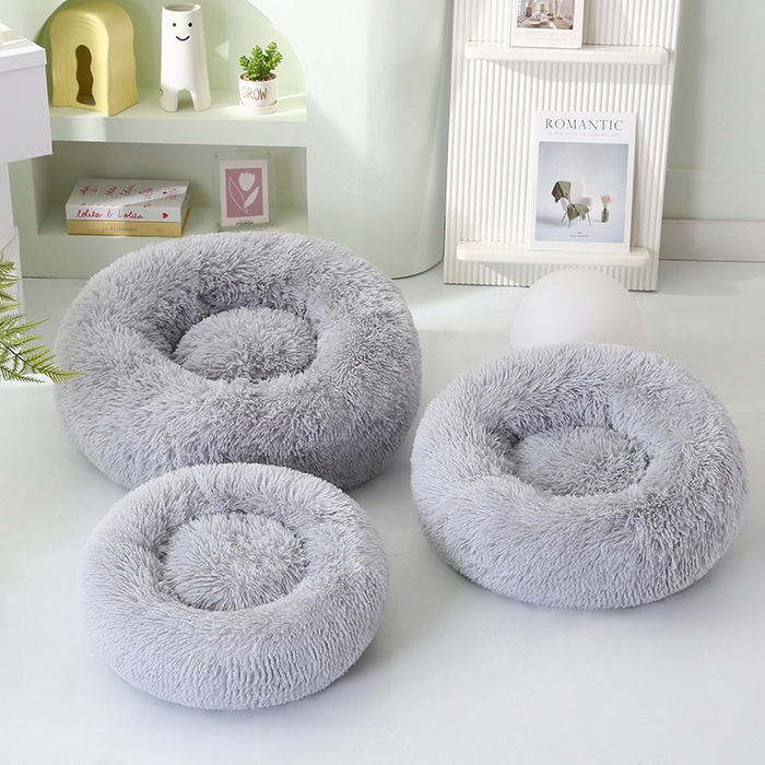 91家纺网 家纺一手货源 找家纺 永光家居 2026新款甜甜圈宠物窝猫窝狗窝四季通用猫咪用品狗狗用品 灰色 50x50cm