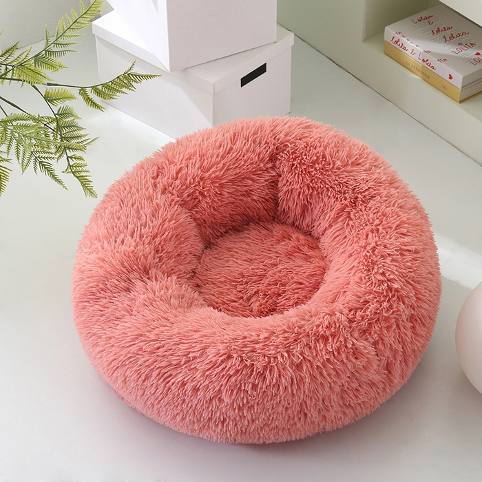 91家纺网 家纺一手货源 找家纺 永光家居 2026新款甜甜圈宠物窝猫窝狗窝四季通用猫咪用品狗狗用品 粉色 60x60cm