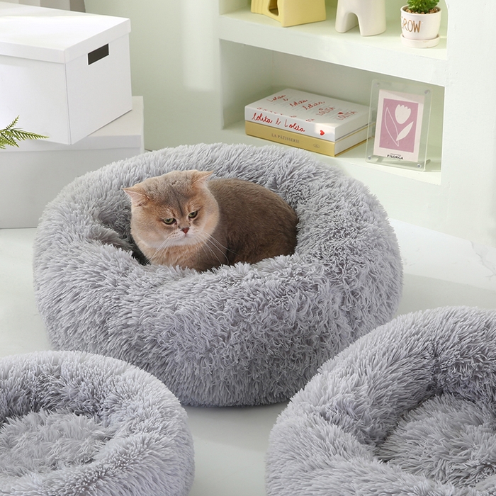 91家纺网 家纺一手货源 找家纺 永光家居 2026新款甜甜圈宠物窝猫窝狗窝四季通用猫咪用品狗狗用品 灰色 50x50cm