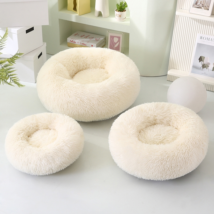 91家纺网 家纺一手货源 找家纺 永光家居 2026新款甜甜圈宠物窝猫窝狗窝四季通用猫咪用品狗狗用品 米白色 50x50cm