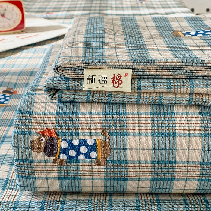 棉乐町家居 2026春夏新款100%全棉纯棉老粗布床单凉席席子 小萌狗