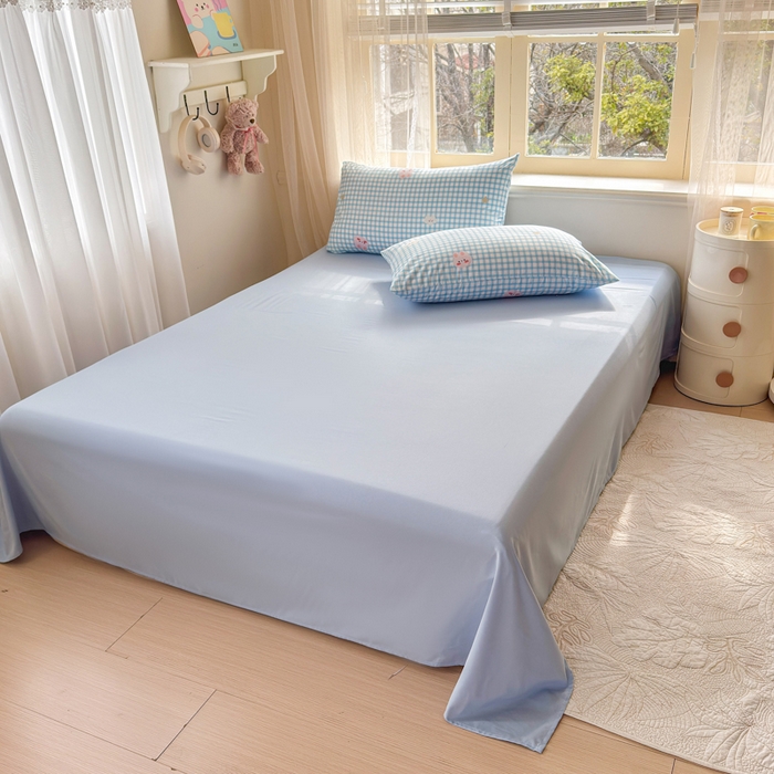 91家纺网 家纺一手货源 找家纺 梦舒阳家纺 2026新款仿棉夏凉被古法水洗棉夏被空调被跑量款 蓝格子兔子