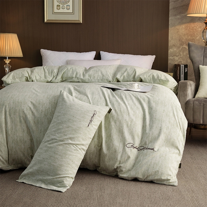 91家纺网 家纺一手货源 找家纺 春皖家纺 2026春夏新款天丝棉刺绣单被套 被套单件 苔绮绿