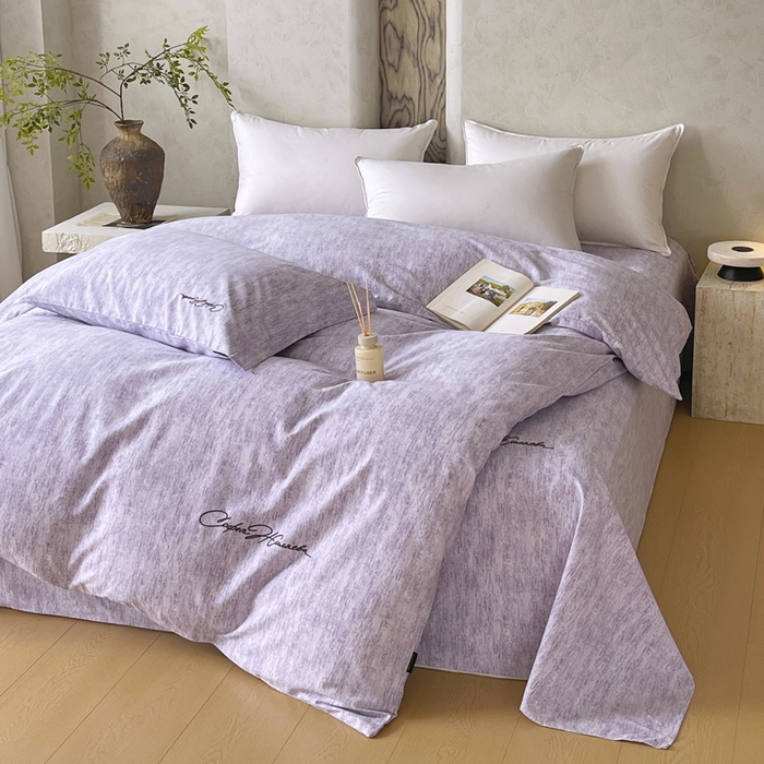 91家纺网 家纺一手货源 找家纺 春皖家纺 2026春夏新款天丝棉刺绣单被套 被套单件 曼妮-紫