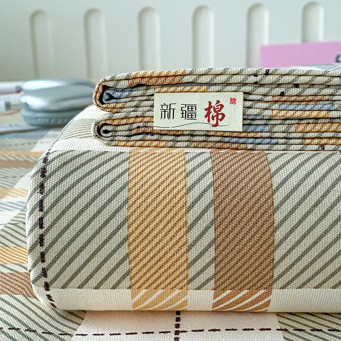 棉乐町家居 2026春夏新款100%全棉纯棉老粗布床单凉席席子 浅棕