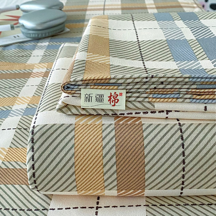 91家纺网 家纺一手货源 找家纺 棉乐町家居 2026春夏新款100%全棉纯棉老粗布床单凉席席子 浅棕