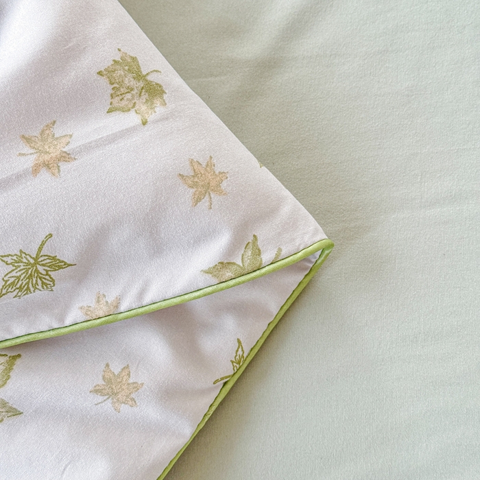 91家纺网 家纺一手货源 找家纺 梦舒阳家纺 2026新款仿棉夏凉被古法水洗棉夏被空调被跑量款 绿色星叶