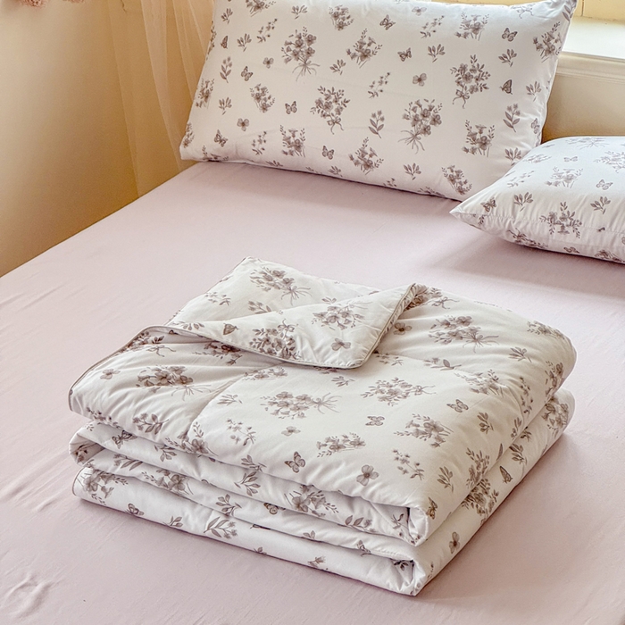 梦舒阳家纺 2026新款仿棉夏凉被古法水洗棉夏被空调被跑量款 水墨花