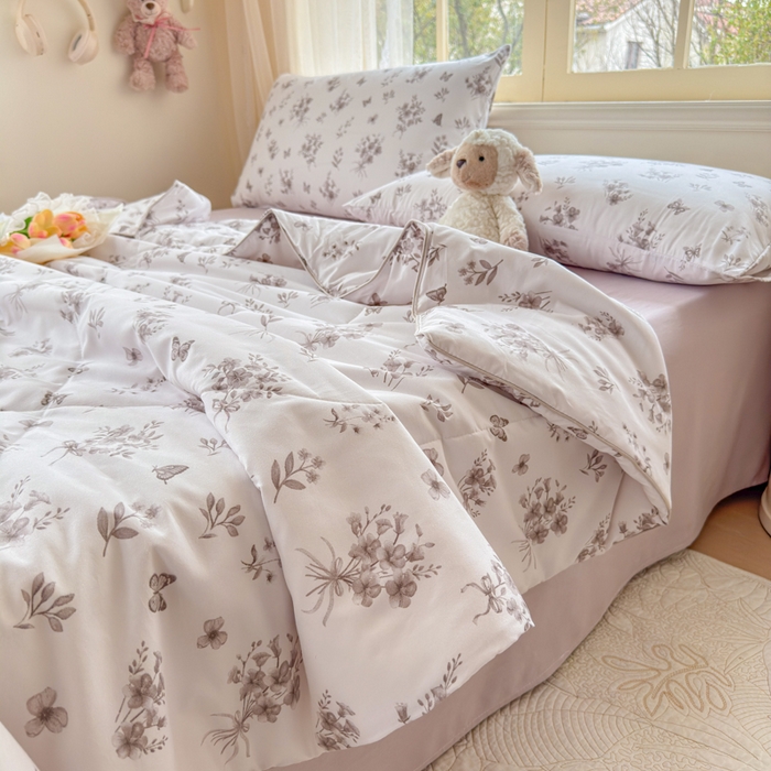 91家纺网 家纺一手货源 找家纺 梦舒阳家纺 2026新款仿棉夏凉被古法水洗棉夏被空调被跑量款 水墨花