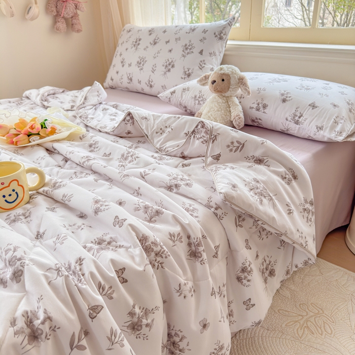 91家纺网 家纺一手货源 找家纺 梦舒阳家纺 2026新款仿棉夏凉被古法水洗棉夏被空调被跑量款 水墨花