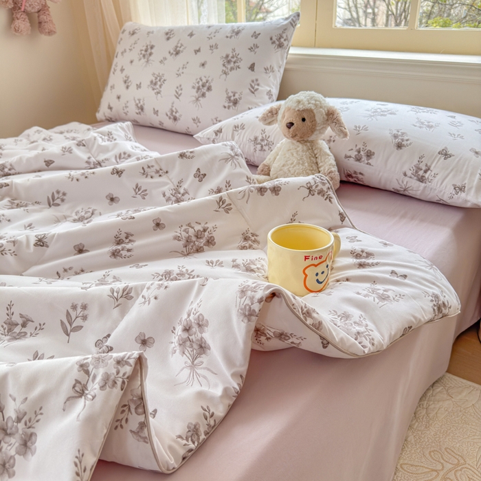 91家纺网 家纺一手货源 找家纺 梦舒阳家纺 2026新款仿棉夏凉被古法水洗棉夏被空调被跑量款 水墨花