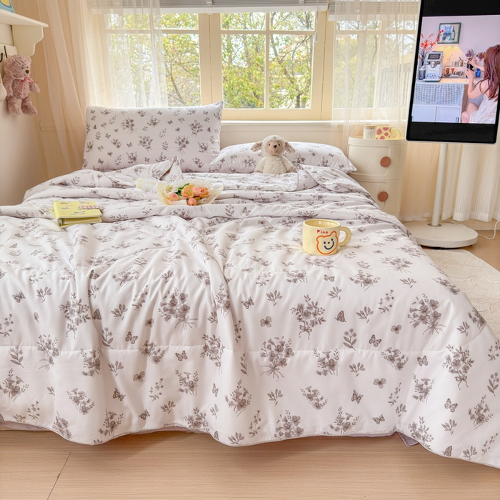 91家纺网 家纺一手货源 找家纺 梦舒阳家纺 2026新款仿棉夏凉被古法水洗棉夏被空调被跑量款 水墨花