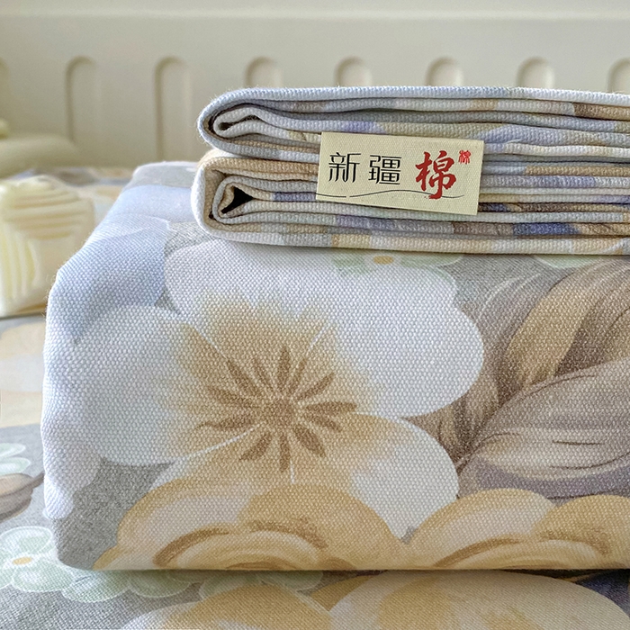 棉乐町家居 2026春夏新款100%全棉纯棉老粗布床单凉席席子 浅棠