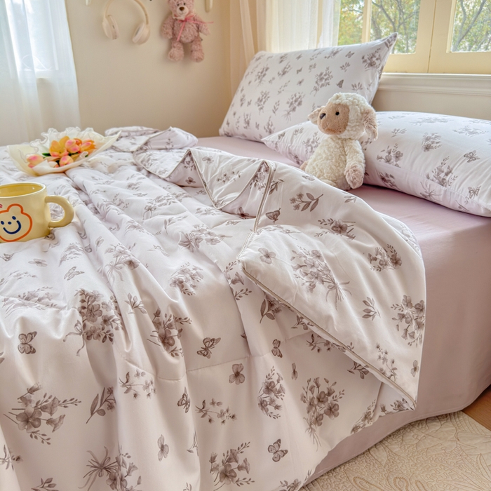 91家纺网 家纺一手货源 找家纺 梦舒阳家纺 2026新款仿棉夏凉被古法水洗棉夏被空调被跑量款 水墨花