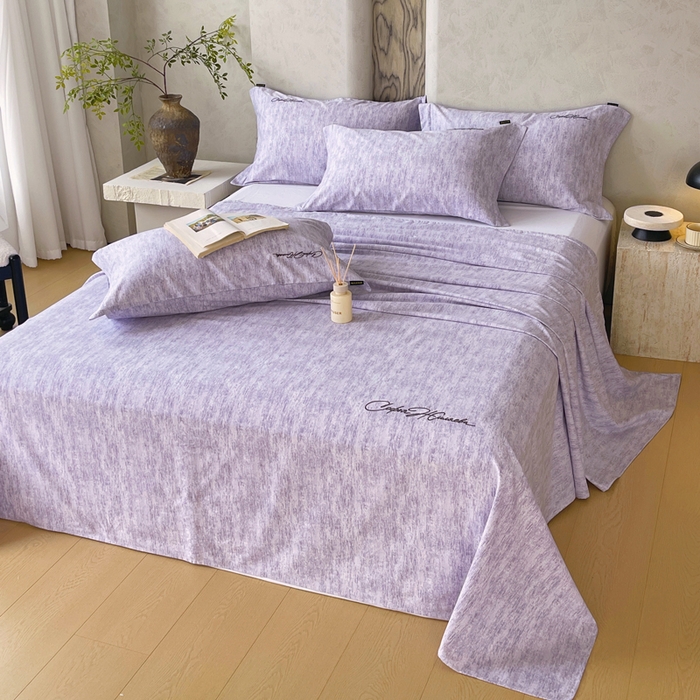 91家纺网 家纺一手货源 找家纺 春皖家纺 2026春夏新款天丝棉刺绣单床单 床单单件 曼妮-紫