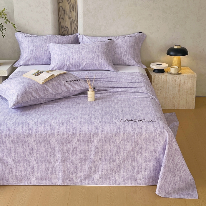 91家纺网 家纺一手货源 找家纺 春皖家纺 2026春夏新款天丝棉刺绣单床单 床单单件 曼妮-紫