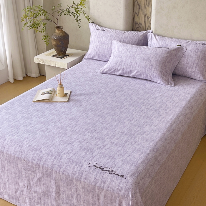 91家纺网 家纺一手货源 找家纺 春皖家纺 2026春夏新款天丝棉刺绣单床单 床单单件 曼妮-紫